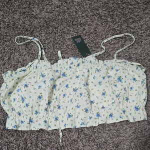 Wild Fable White and Blue Crop Top